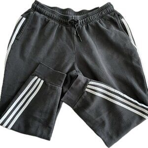 Adidas Black 3-Stripe Jogger Sweatpants Drawstring Pockets Size L